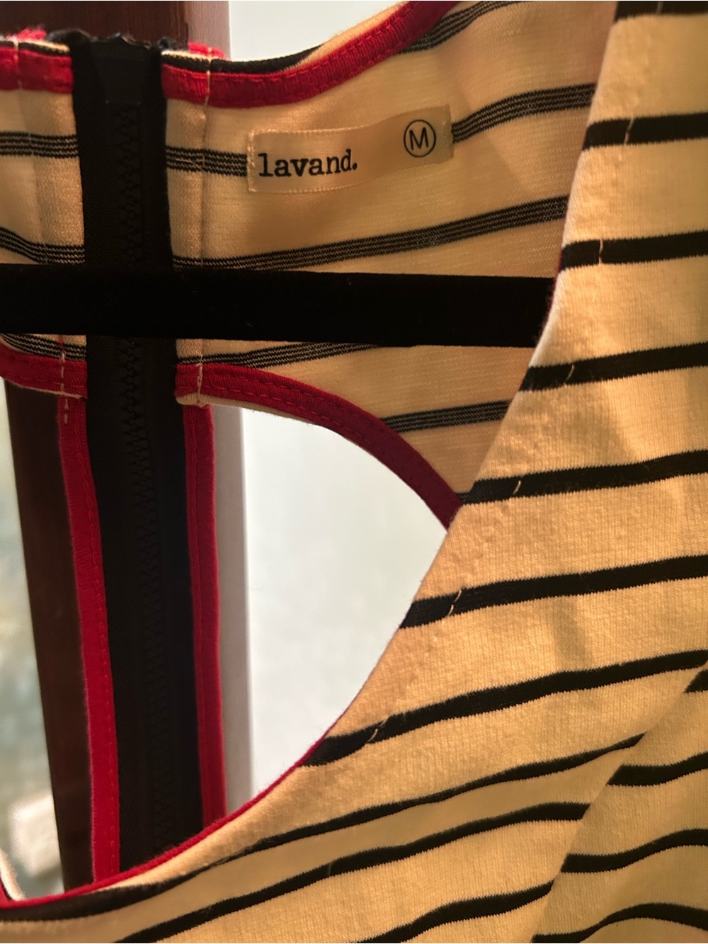 Striped Black & White Fit-and-Flare Dress with Back Cutout Nautical - Picture 2 of 2
